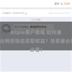 Bitpie用户教程 如何通过比特派钱包获取收益？投资者必看！